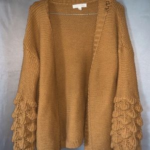 muted orange bubble sleeve cardigan